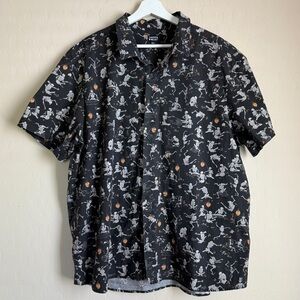 Dapper Day Disney Mens Skeleton Novelty Print Halloween Collared Button Down 4XL
